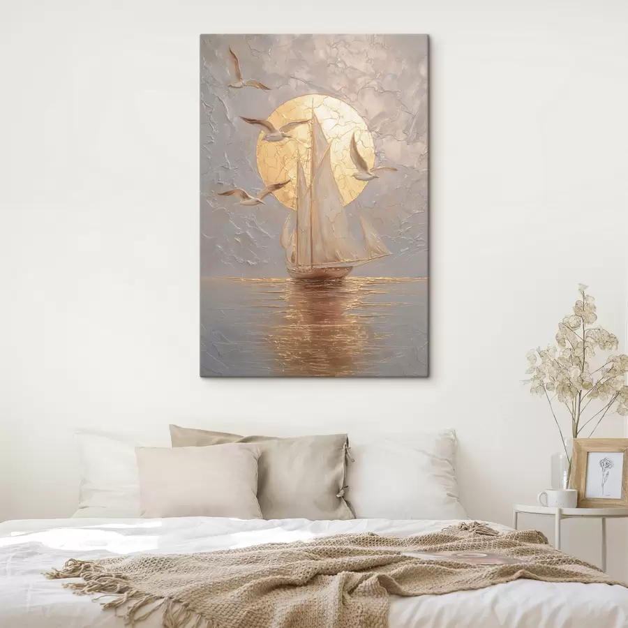 carta da parati una nave al tramonto in stile impasto nr. s48556