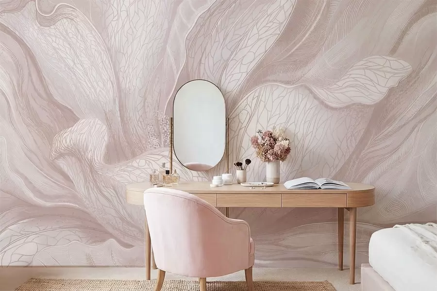 Carta da parati Floreale Fiore astratto nei toni del beige chiaro n. w05119