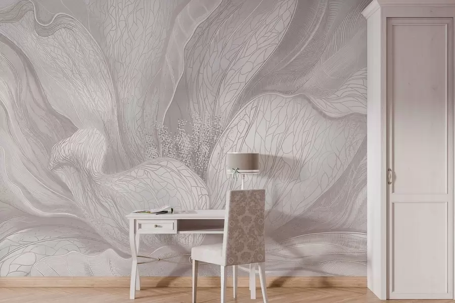 Carta da parati Floreale Fiore astratto leggero dalle linee sinuose n. w05119v3