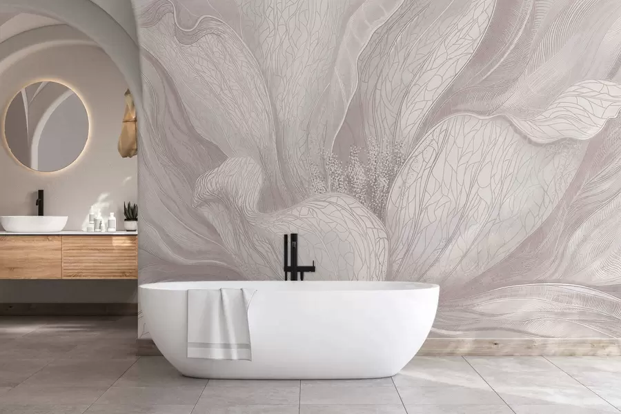 Carta da parati Floreale Fiore astratto leggero dalle linee sinuose n. w05119v3