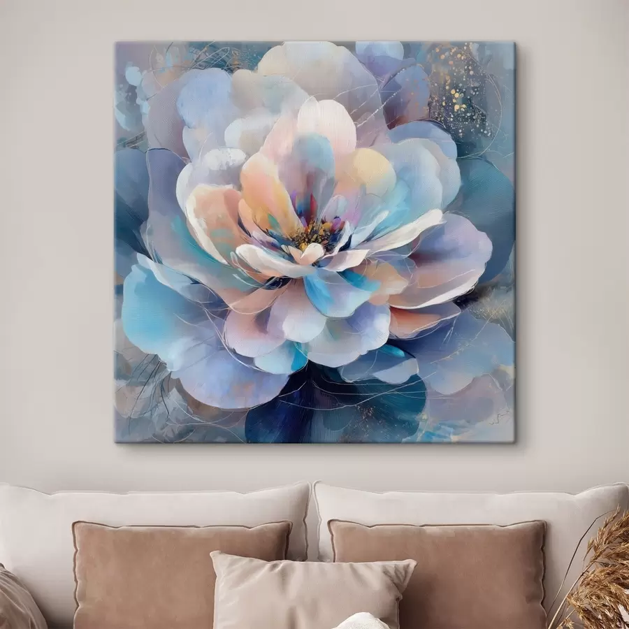 carta da parati Fiore astratto in una palette di rosa e blu in stile pittorico contemporaneo nr. s48185