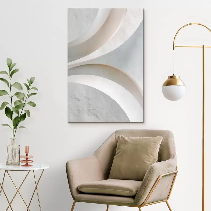 carta da parati Pannello decorativo con forme architettoniche tridimensionali su sfondo chiaro nr. s48191