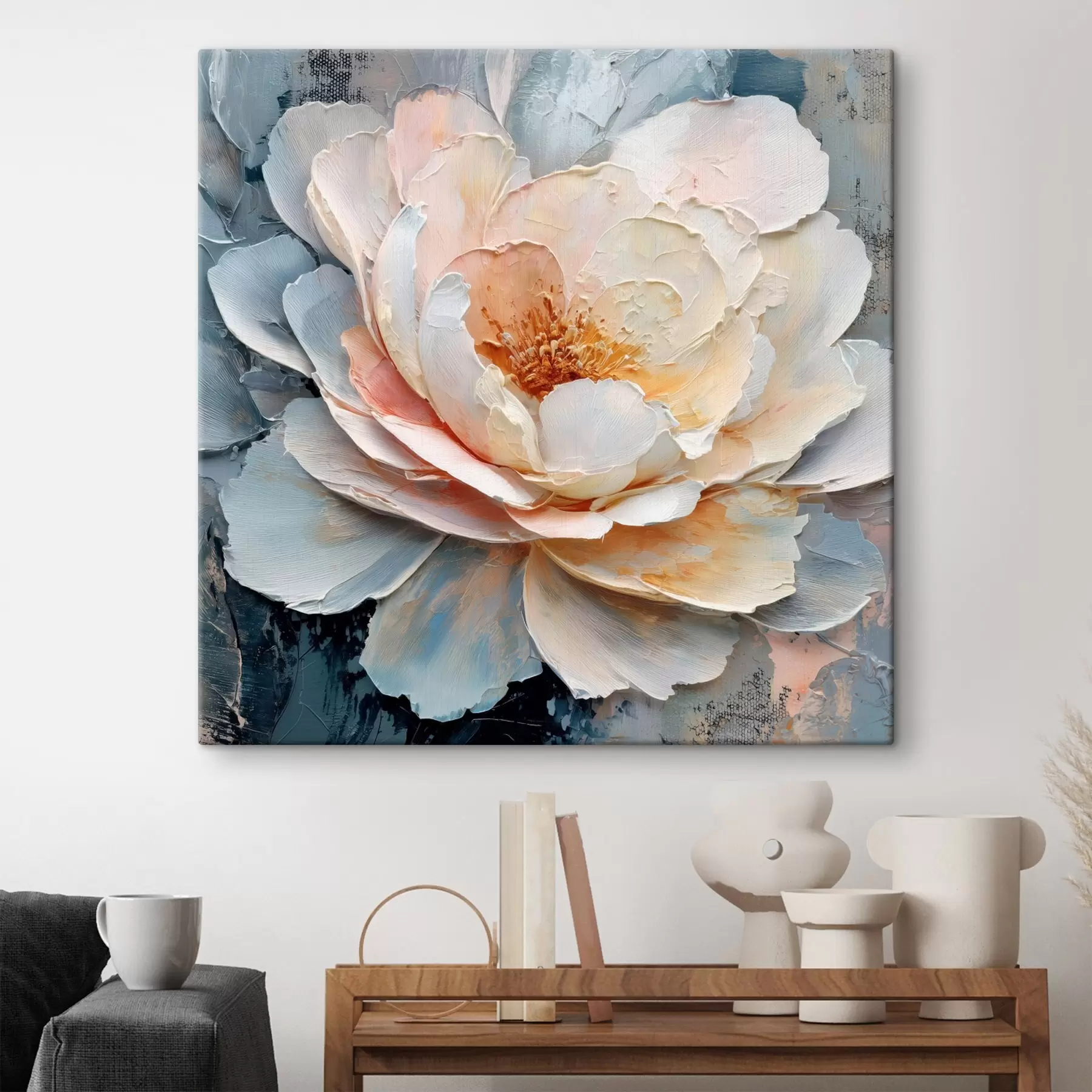 carta da parati Primo piano di un fiore realizzato con pennellate ricche di texture ed espressive in uno stile pittorico contemporaneo nr. s48198