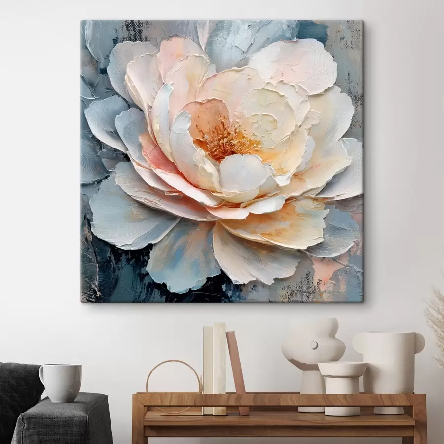 carta da parati Primo piano di un fiore realizzato con pennellate ricche di texture ed espressive in uno stile pittorico contemporaneo nr. s48198