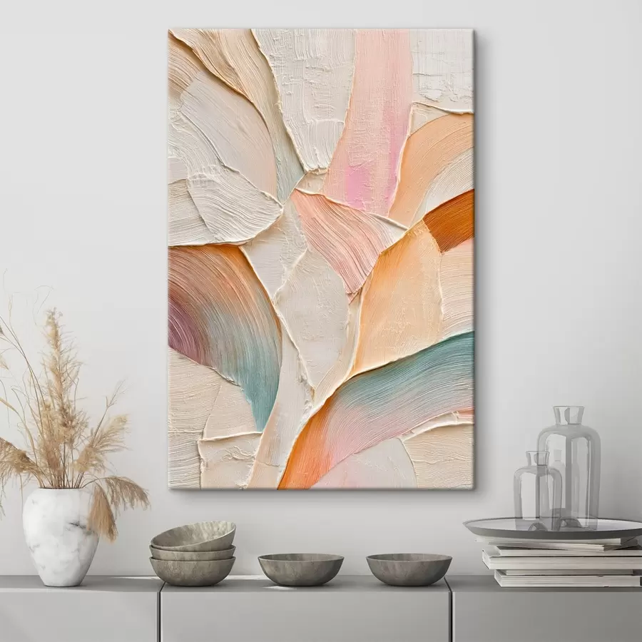 carta da parati Sfondo astratto con pennellate dinamiche nei toni del pesca e del blu nr. s48202