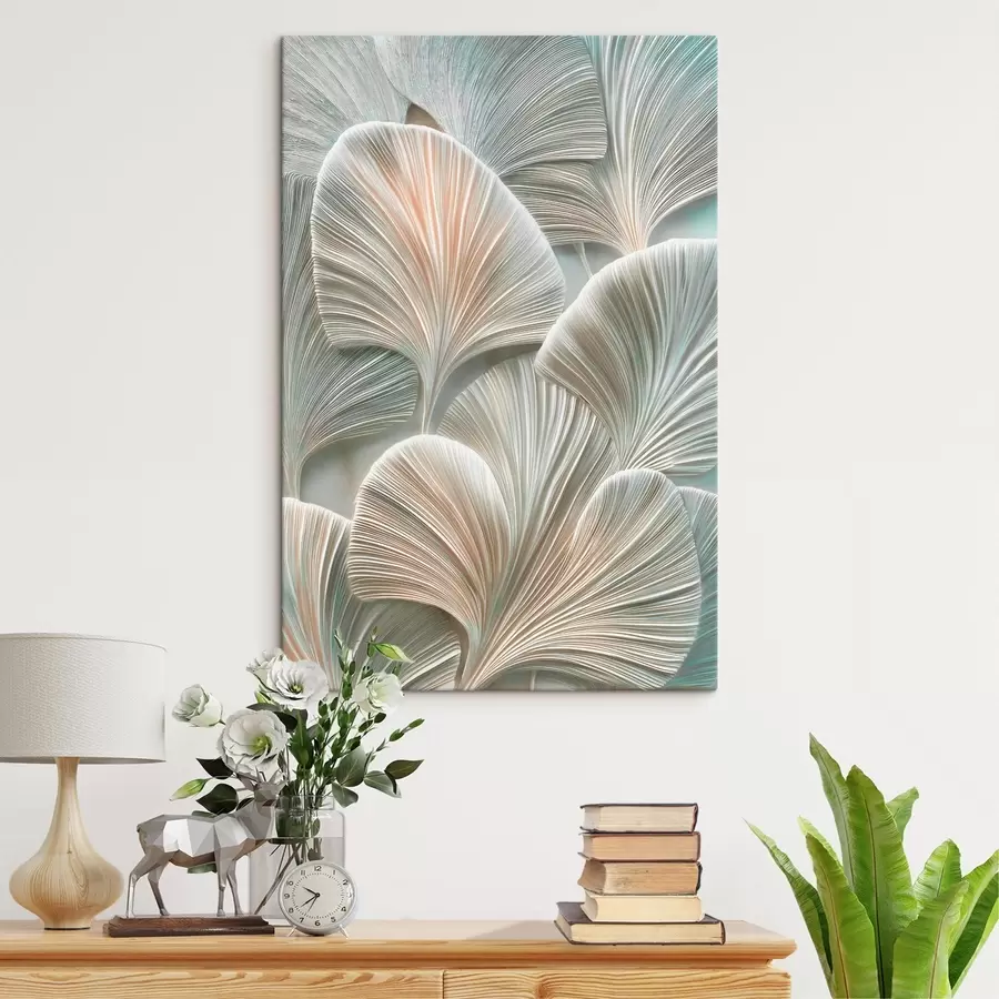 carta da parati Illustrazione artistica con foglie in rilievo in stile bassorilievo contemporaneo nr. s48210