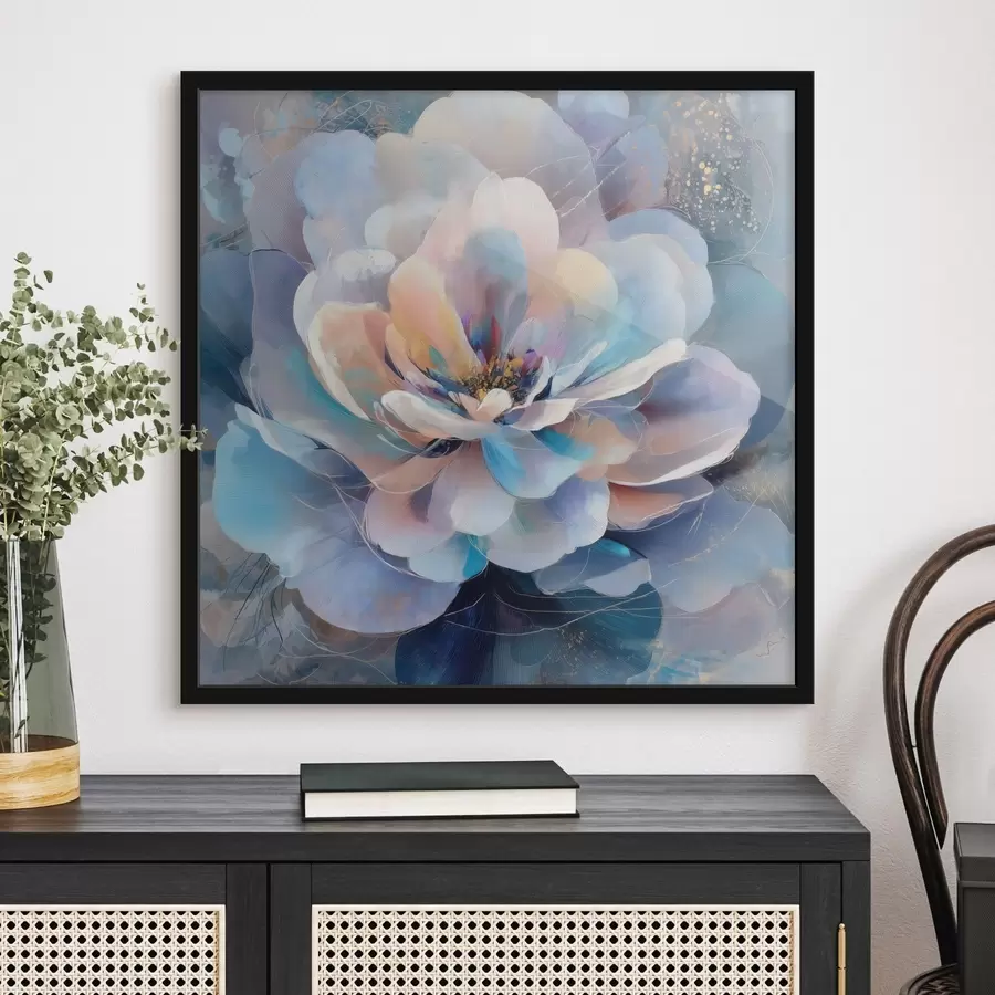 carta da parati Fiore astratto in una palette di rosa e blu in stile pittorico contemporaneo nr. f48185