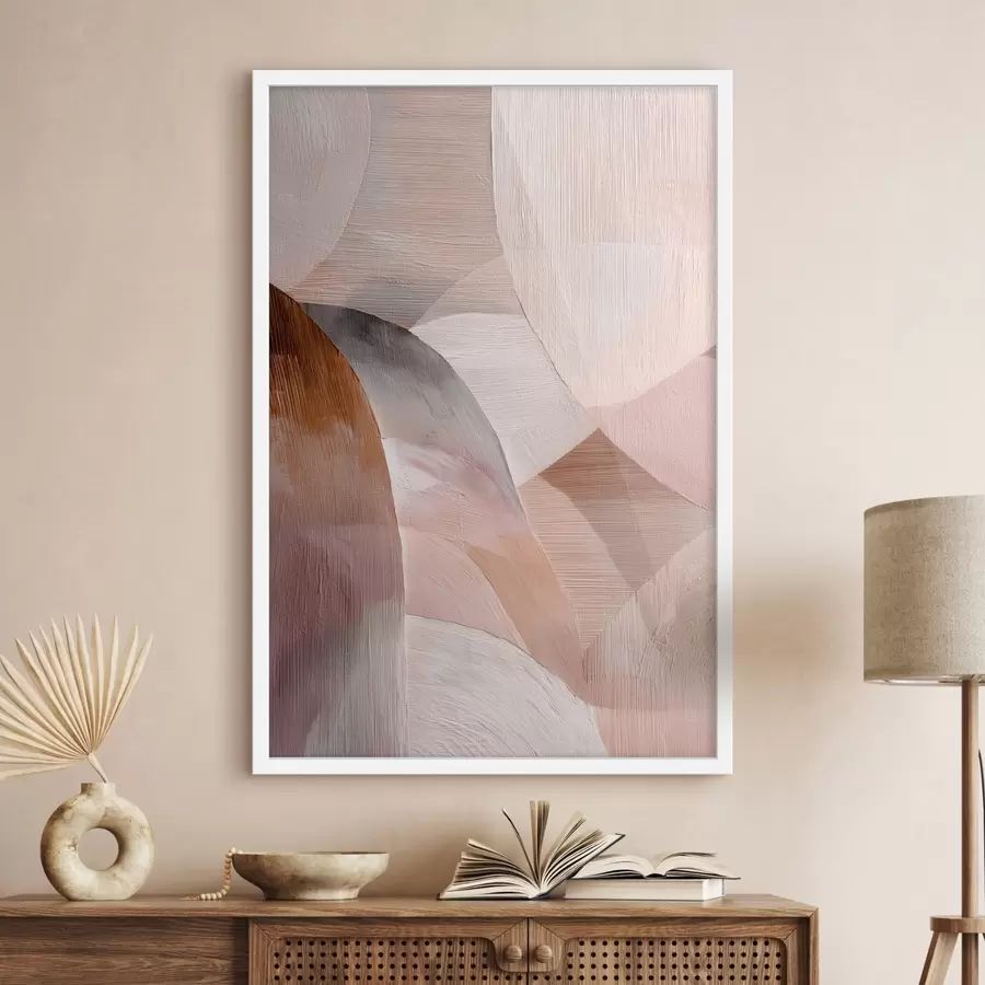 carta da parati Astrazione geometrica in una calda palette color pesca in stile poster artistico nr. f48189