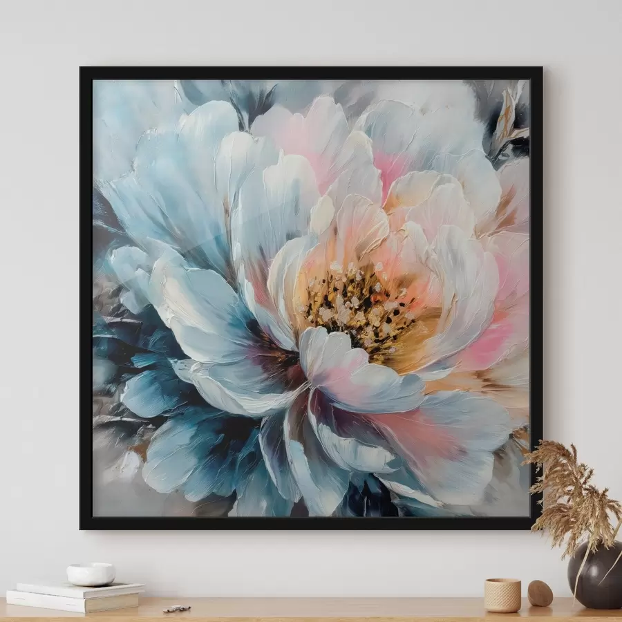 carta da parati Grande peonia raffigurata con pennellate espressive e ricche di texture in stile pittorico contemporaneo nr. f48197