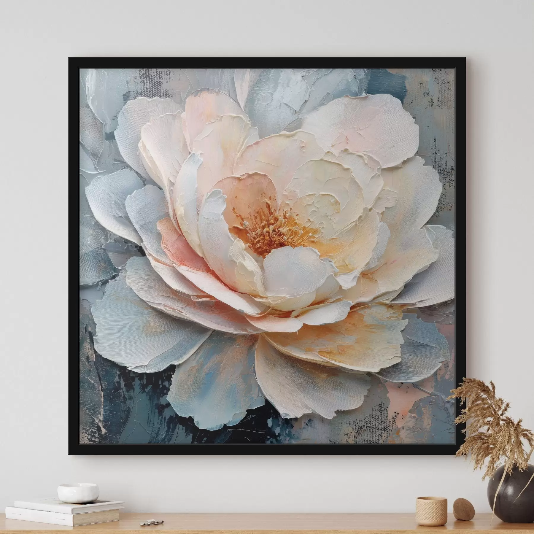 carta da parati Primo piano di un fiore realizzato con pennellate ricche di texture ed espressive in uno stile pittorico contemporaneo nr. f48198