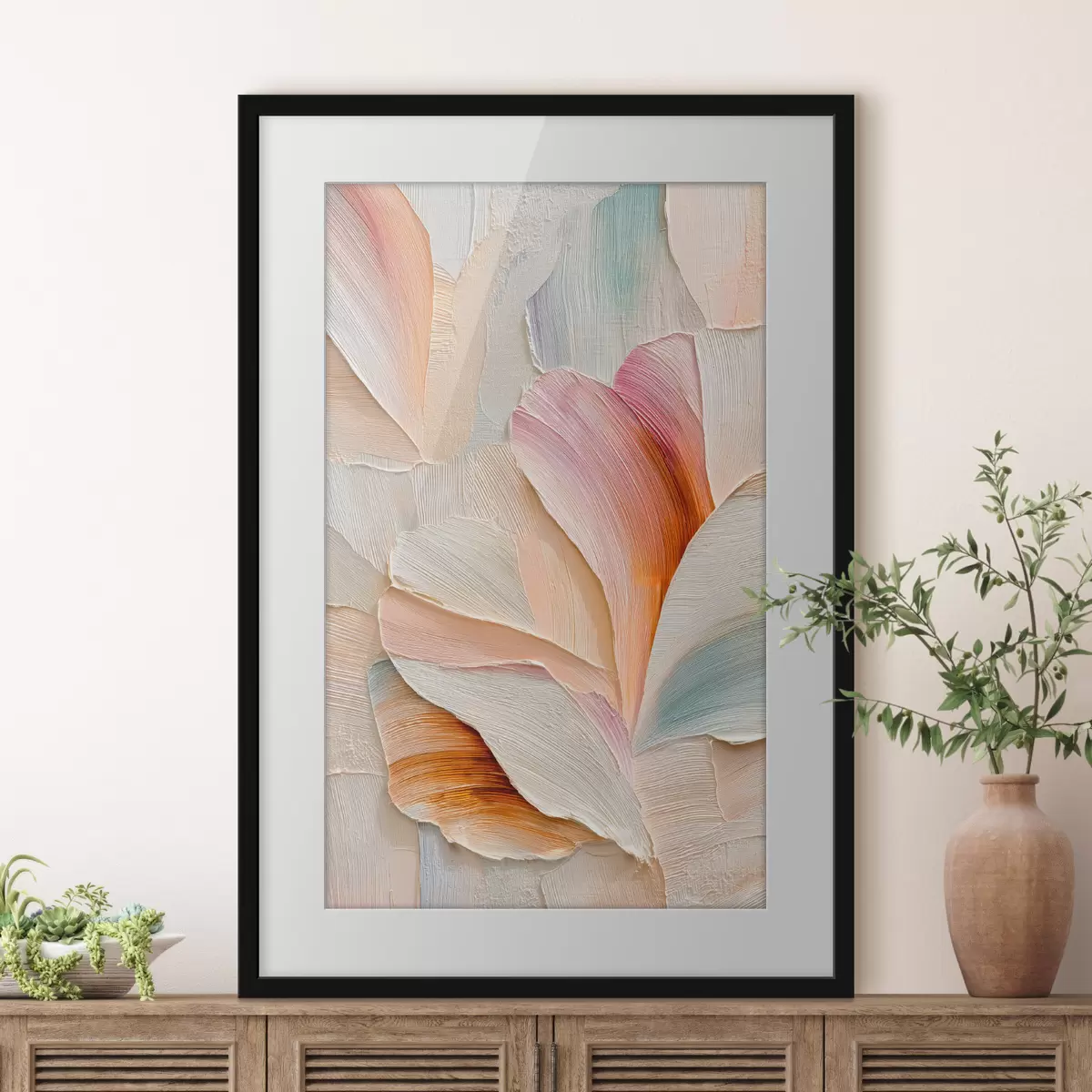 Poster Illustrazione artistica con petali tridimensionali in stile pittorico contemporaneo f48201