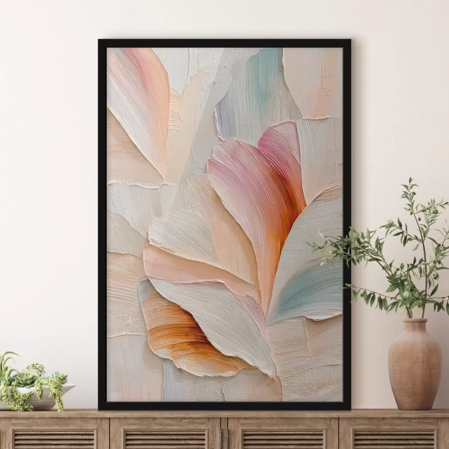 carta da parati Illustrazione artistica con petali tridimensionali in stile pittorico contemporaneo nr. f48201