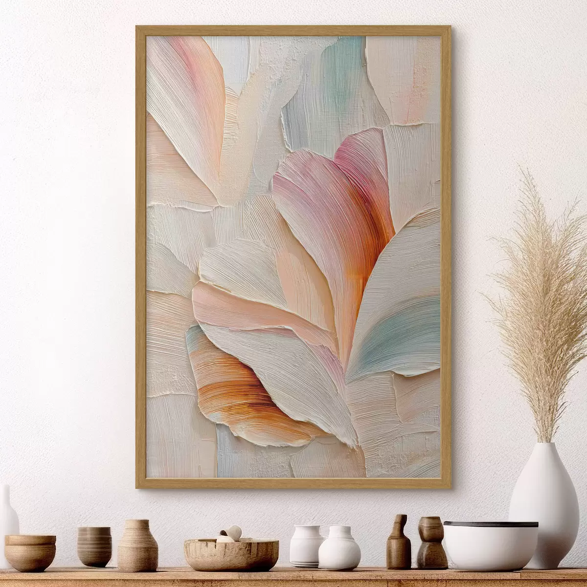Poster Illustrazione artistica con petali tridimensionali in stile pittorico contemporaneo f48201