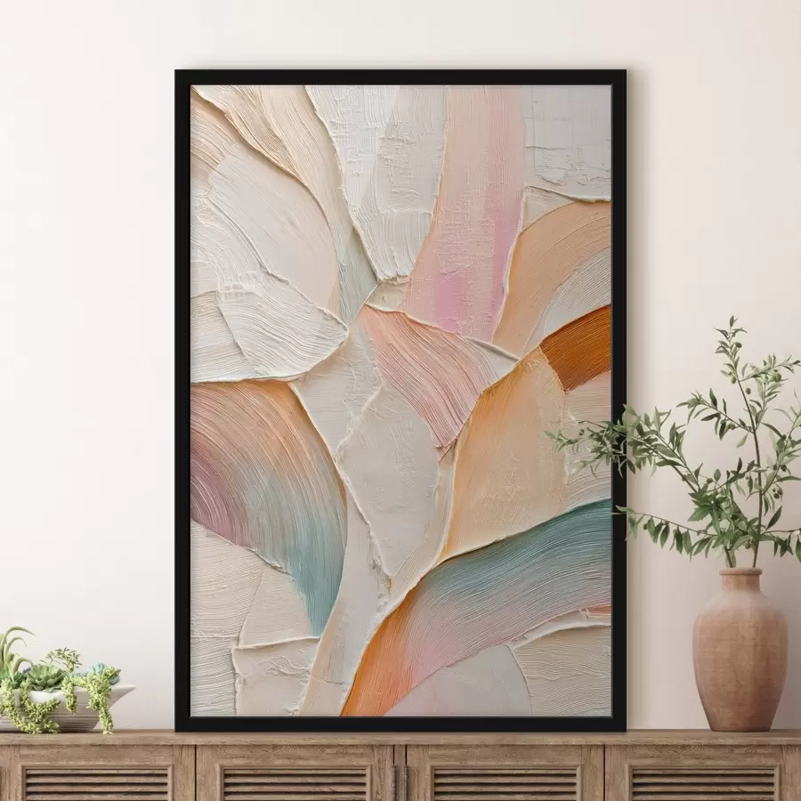 carta da parati Sfondo astratto con pennellate dinamiche nei toni del pesca e del blu nr. f48202