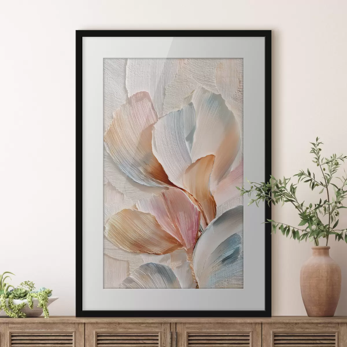Poster Composizione stilizzata con effetto di pennellate spesse su uno sfondo chiaro f48203
