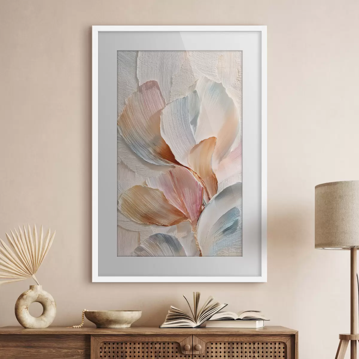 Poster Composizione stilizzata con effetto di pennellate spesse su uno sfondo chiaro f48203