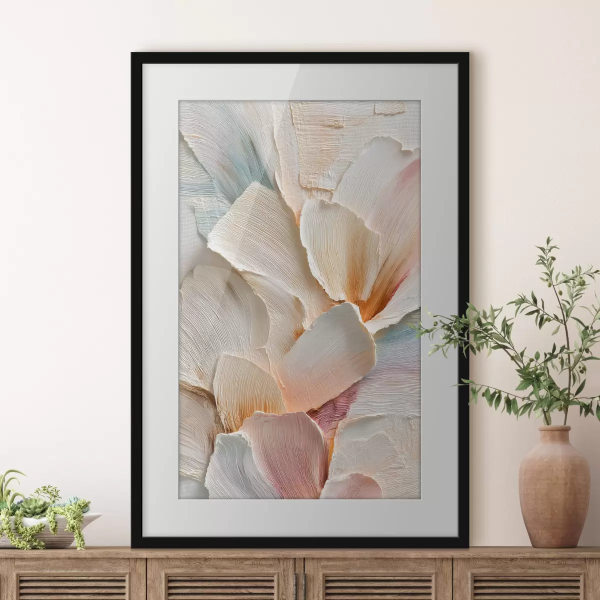 Poster Composizione floreale astratta dai toni chiari in stile pittura a olio f48204
