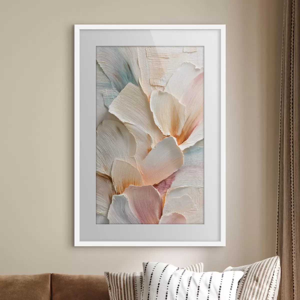 Poster Composizione floreale astratta dai toni chiari in stile pittura a olio f48204