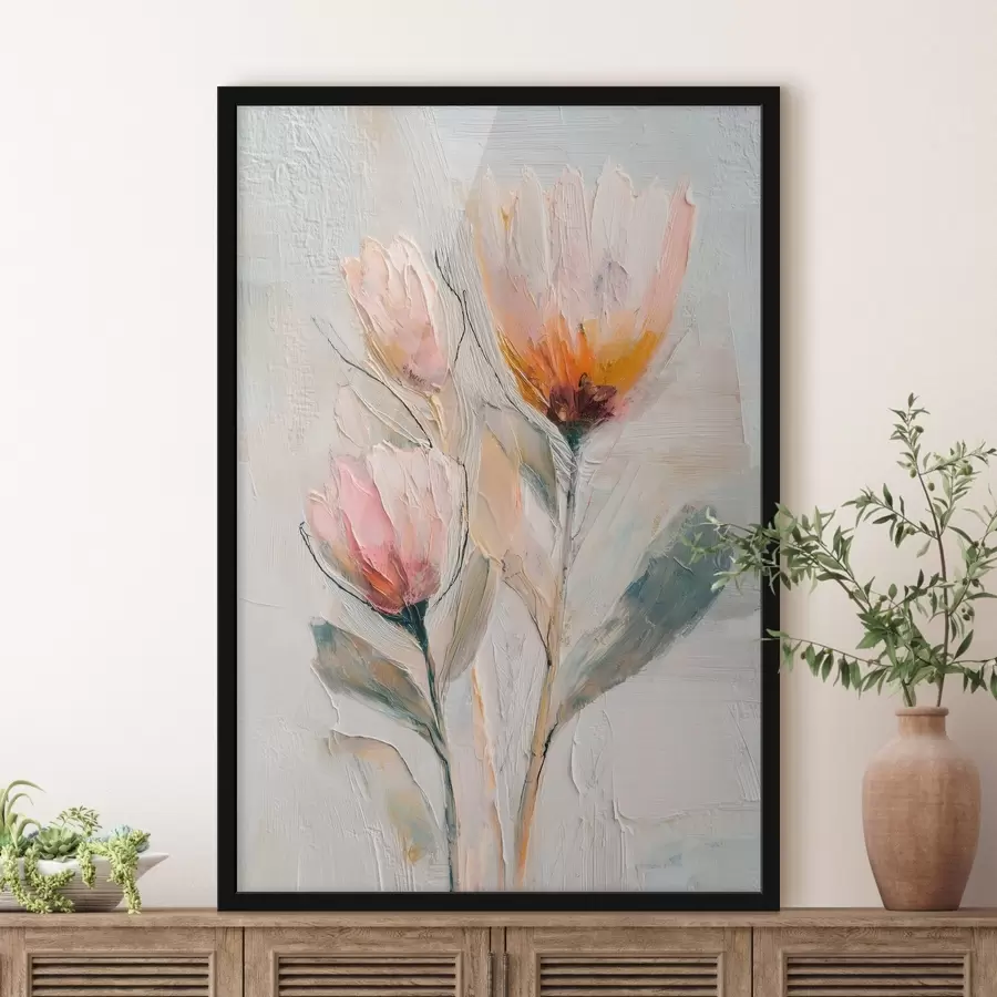 carta da parati Mazzo di fiori di protea con effetto pennellata spessa nr. f48206