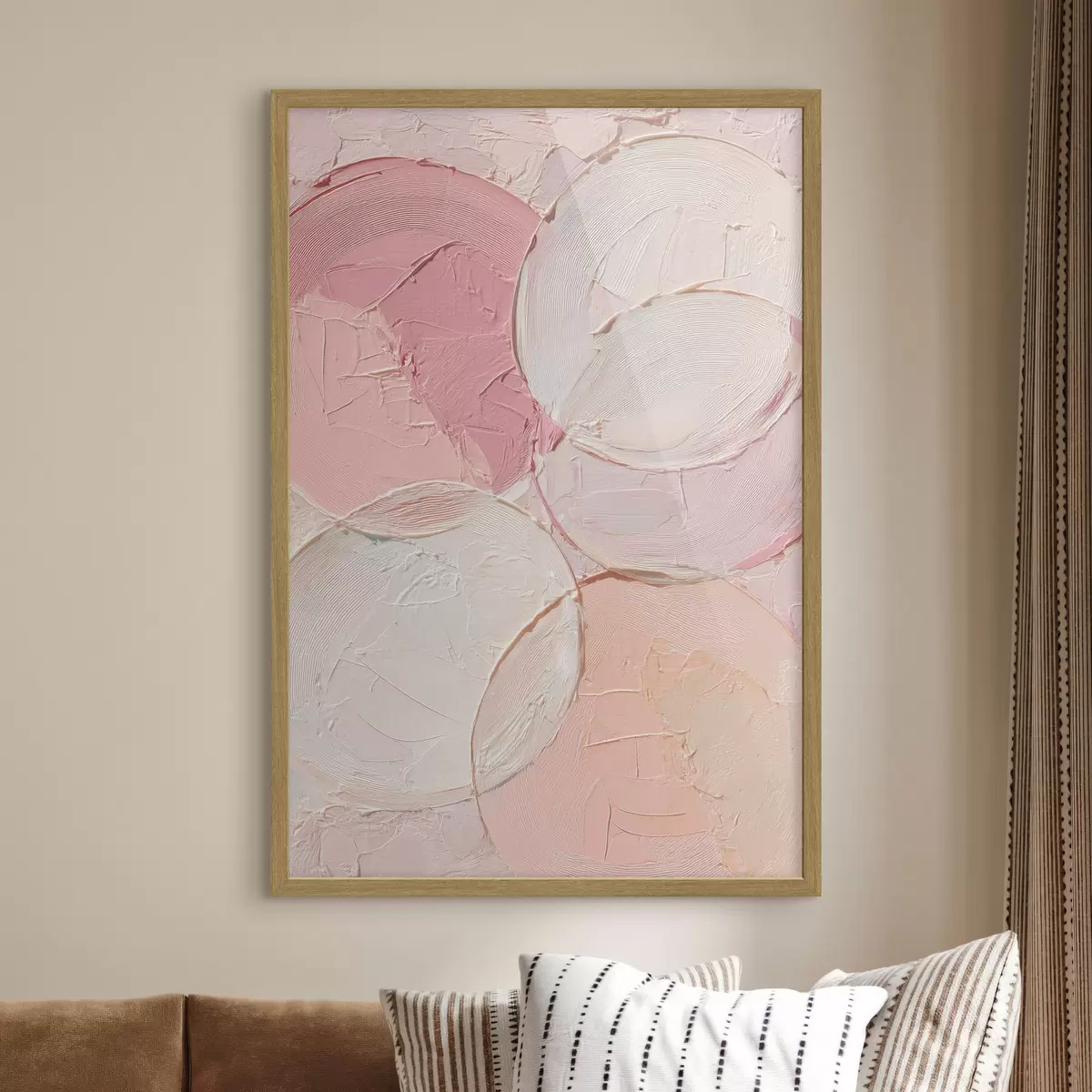 Poster Composizione astratta con cerchi in tenui tonalità di rosa, in stile pittura a olio f48207