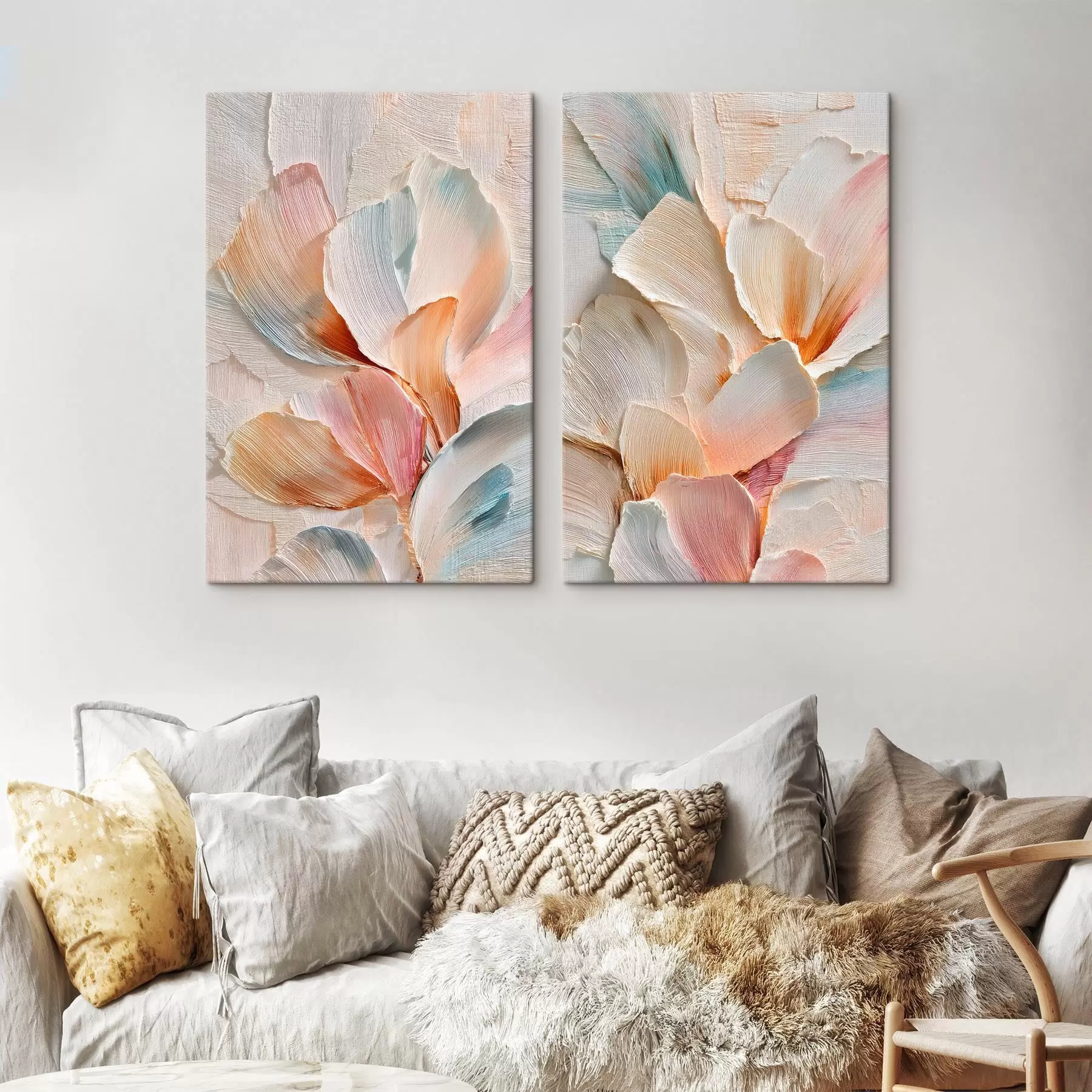 carta da parati Petali decorativi voluminosi dalla texture marcata in stile artistico contemporaneo nr. m30144