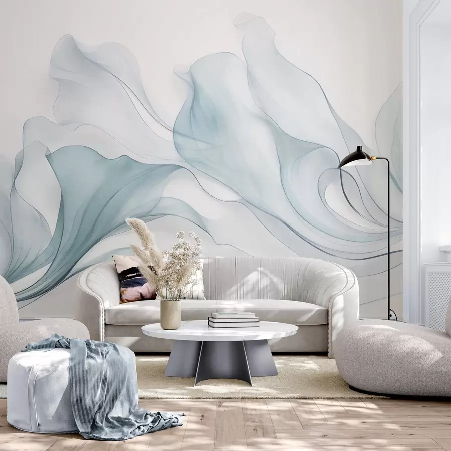 carta da parati Texture astratta e fluida nei toni del blu con linee delicate nr. w09815v1