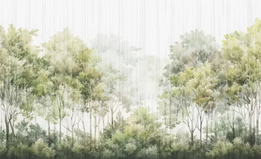 Carta da parati nature Foresta rigogliosa e linee 