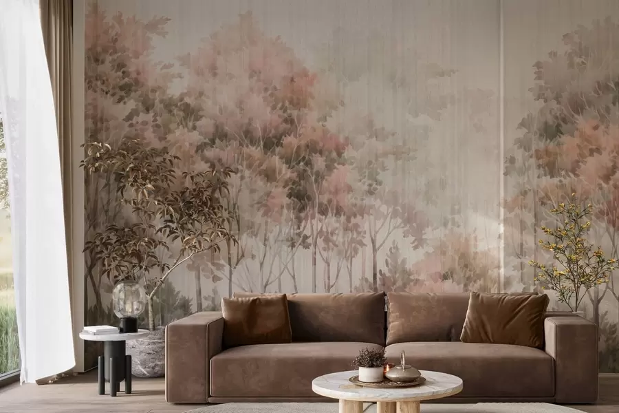 carta da parati Foresta rigogliosa e linee nr. w05442v2