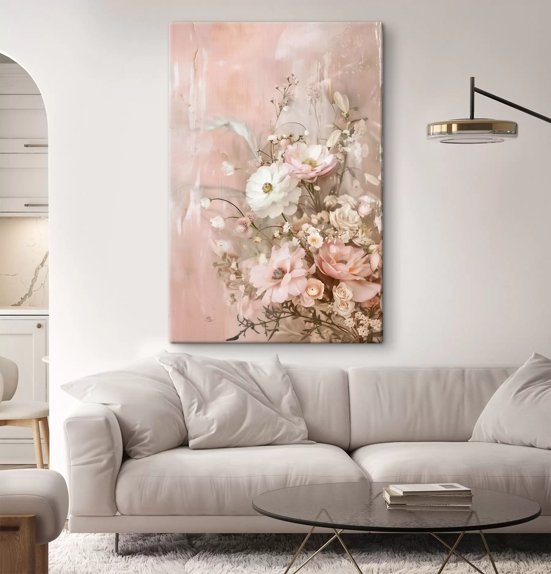 carta da parati Composizione floreale nei toni del beige e del rosa nr. s48564