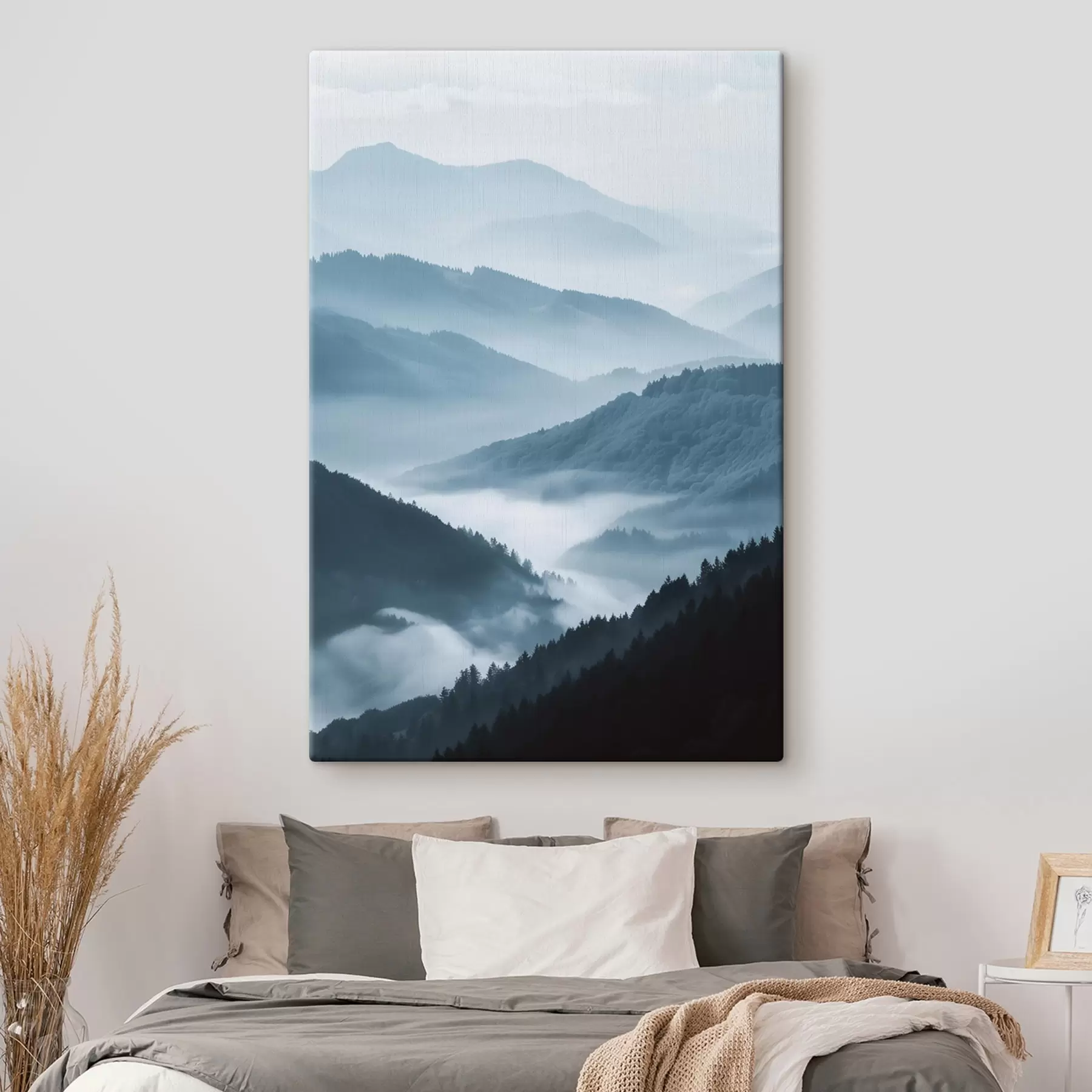carta da parati Montagne avvolte nella nebbia, paesaggio blu nr. s48567