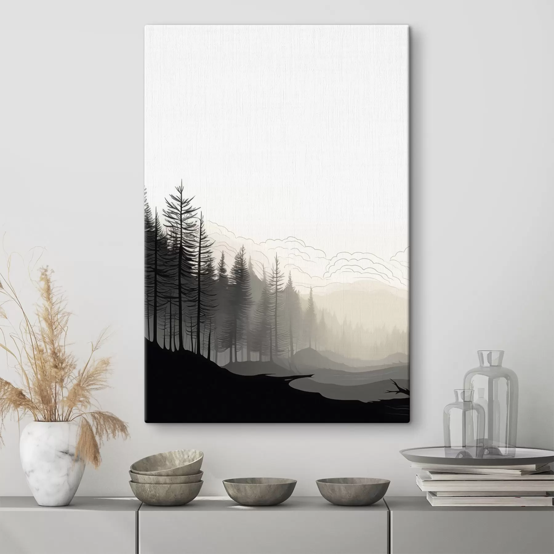 carta da parati Foresta nella nebbia, minimalista nr. s48574