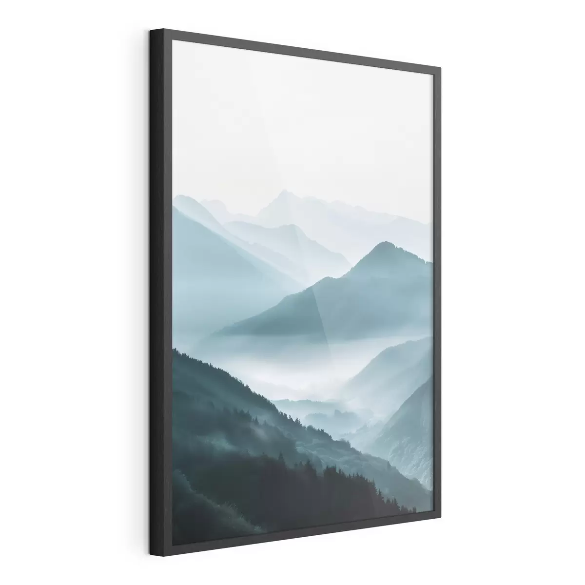 Poster Paesaggio montano avvolto nella foschia f48568