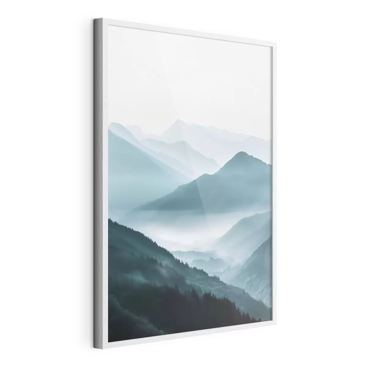 Poster Paesaggio montano avvolto nella foschia f48568