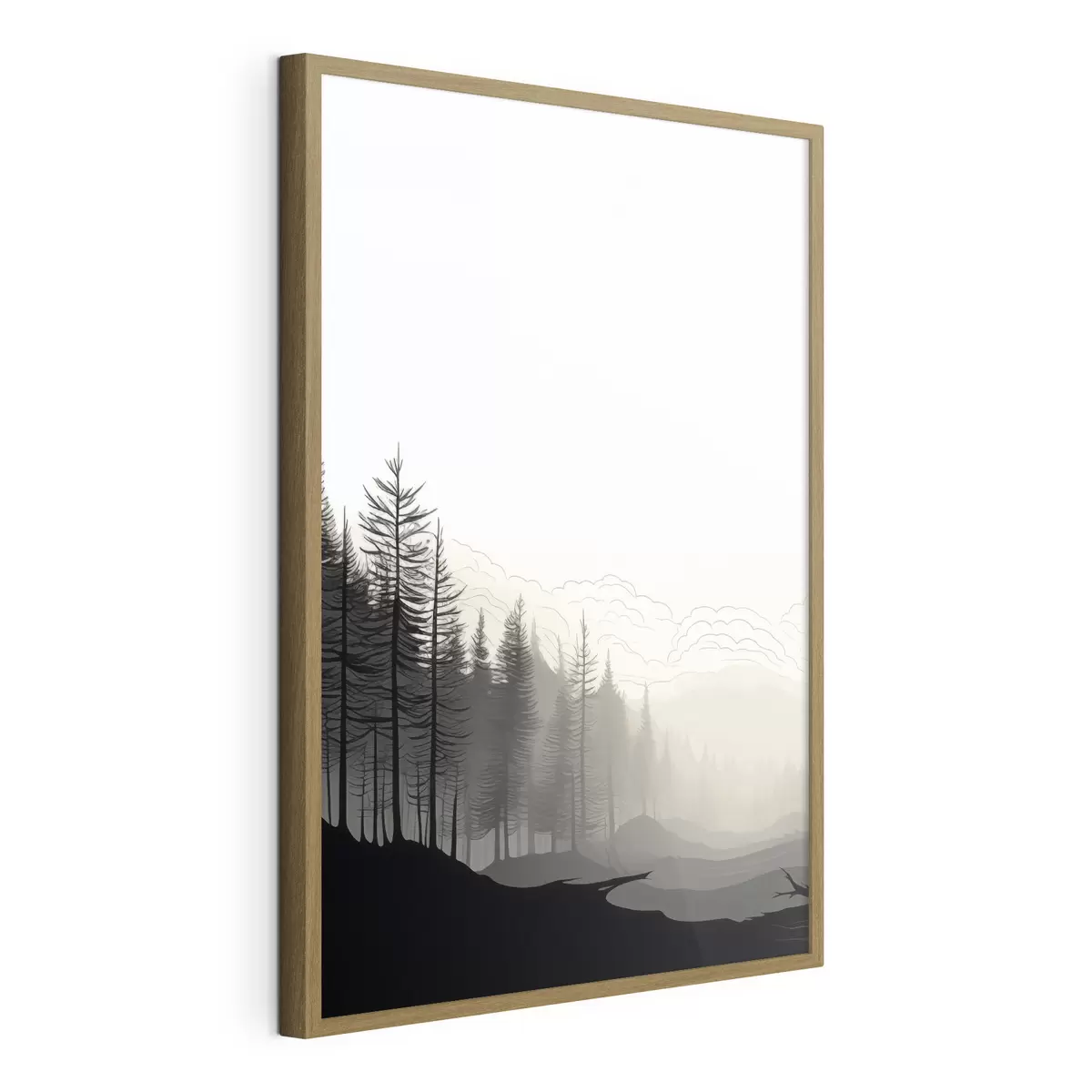 Poster Foresta nella nebbia, minimalista f48574