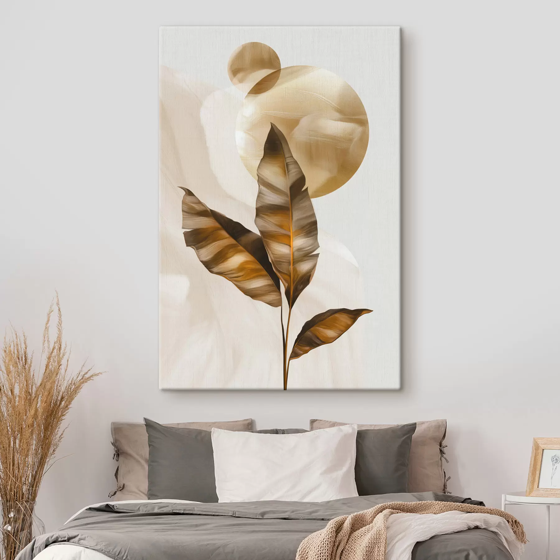 carta da parati Una composizione astratta di foglie e cerchi nr. s48614