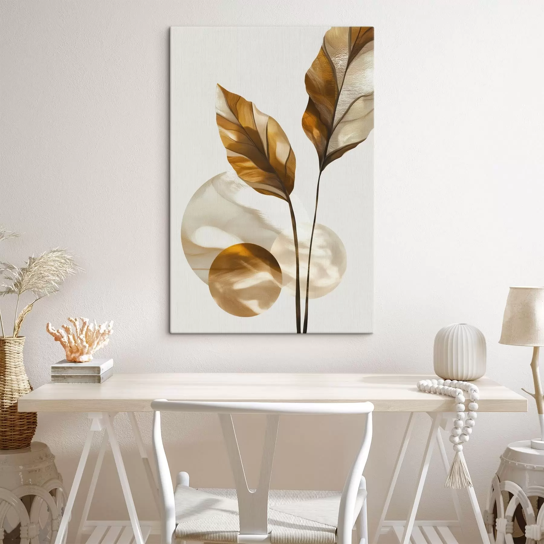 carta da parati Una composizione astratta di foglie e cerchi nr. s48615