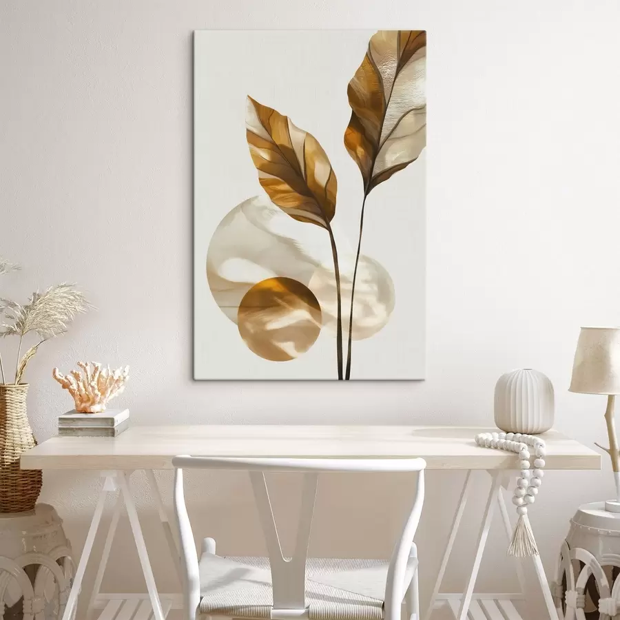 carta da parati Una composizione astratta di foglie e cerchi nr. s48615