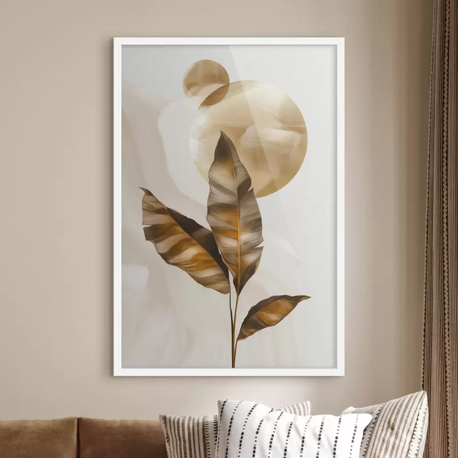 carta da parati Una composizione astratta di foglie e cerchi nr. f48614