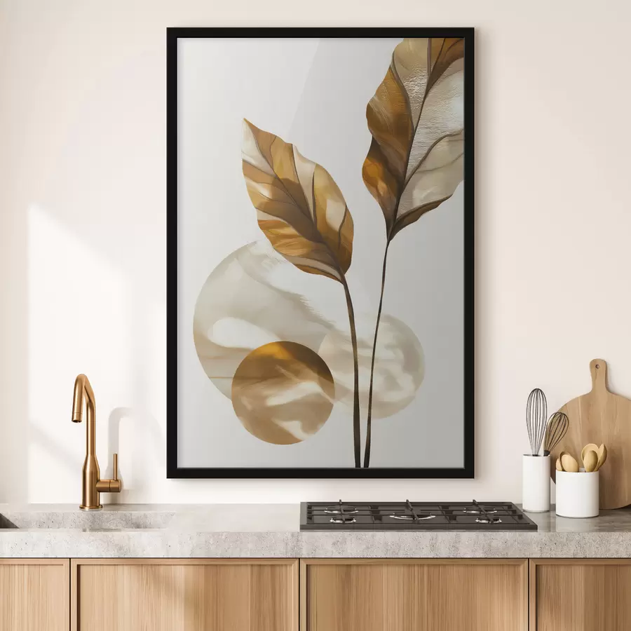 carta da parati Una composizione astratta di foglie e cerchi nr. f48615