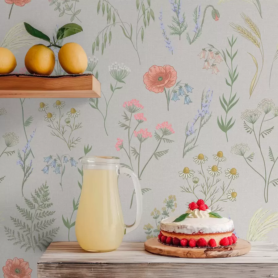 carta da parati Delicato motivo floreale su sfondo chiaro nr. a01152