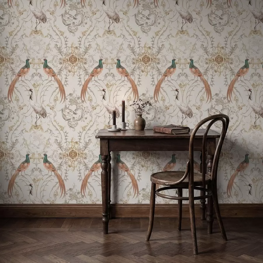 carta da parati Motivo decorativo con uccelli e motivi nr. a01156