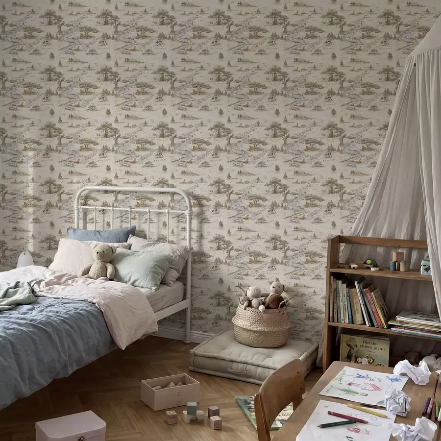 carta da parati Illustrazione naturalistica con animali e un fiume nr. a01157