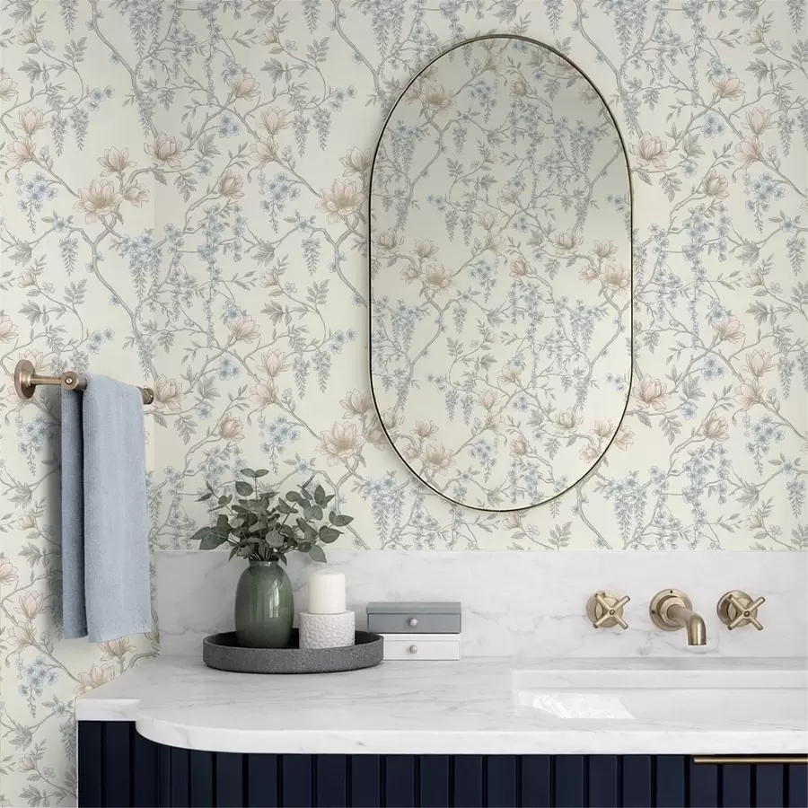 carta da parati Delicato motivo floreale con rami e fiori nr. a01159