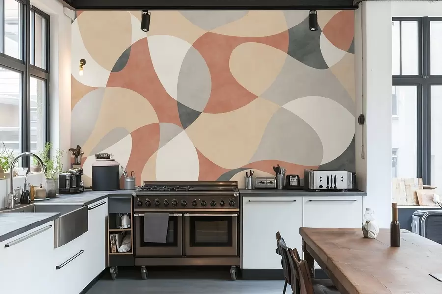 carta da parati Motivo astratto con forme arrotondate in tonalità calde nr. w05149v1