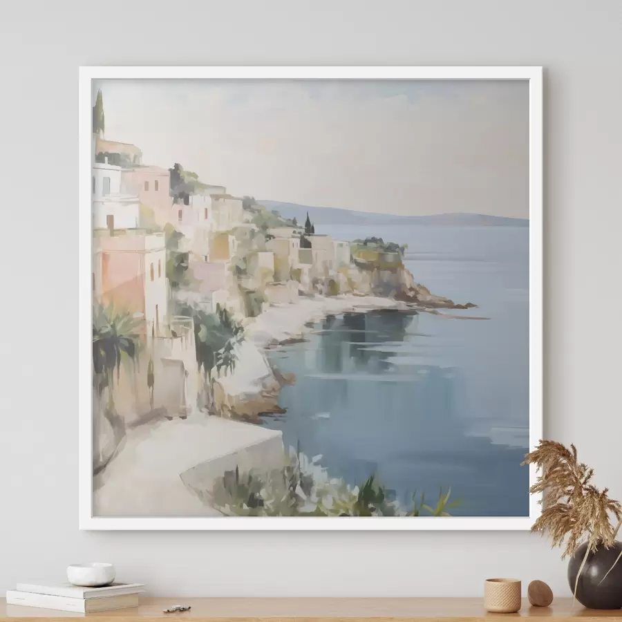 carta da parati Paesaggio di una città costiera: imitazione di un dipinto nr. f48675