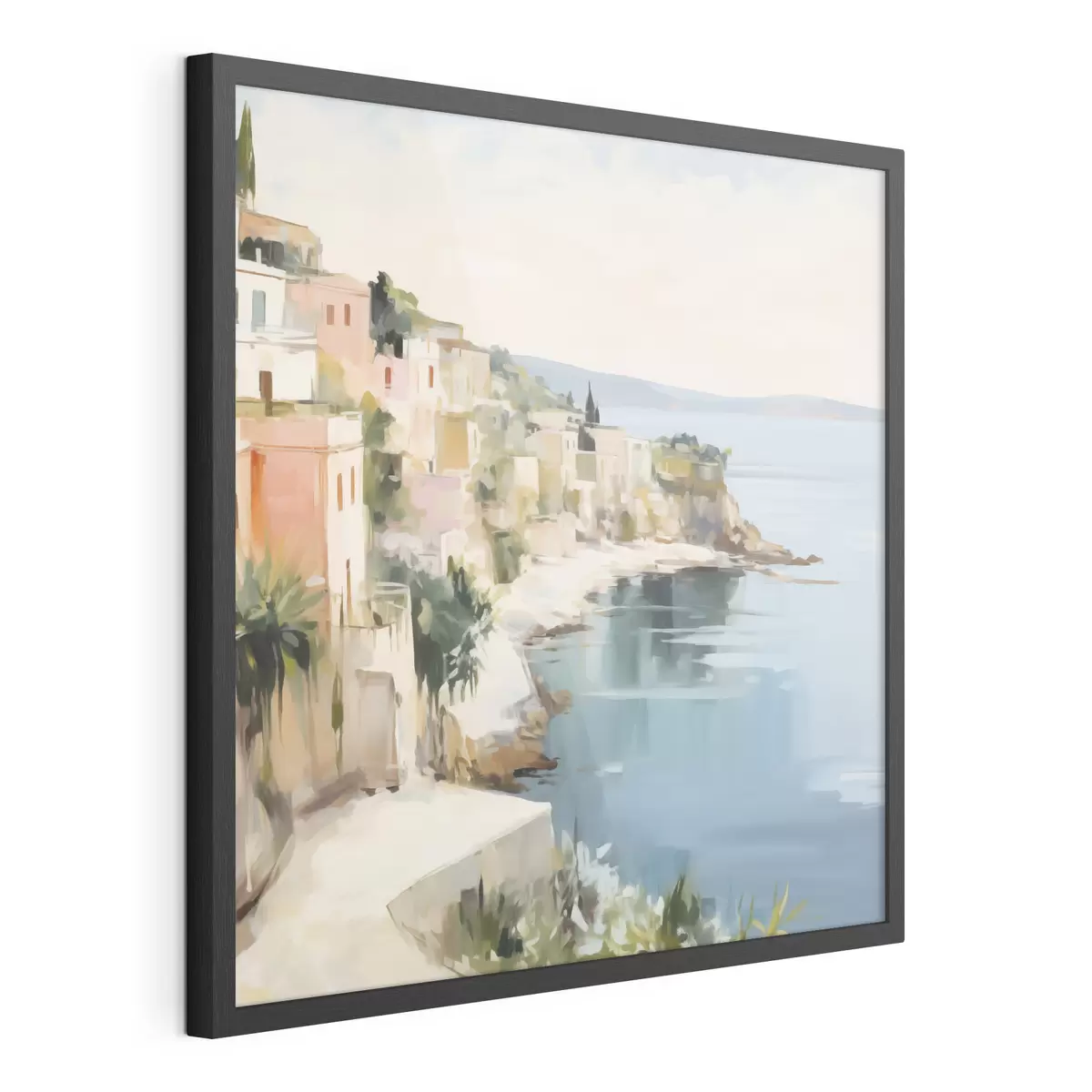 Poster Paesaggio di una città costiera: imitazione di un dipinto f48675