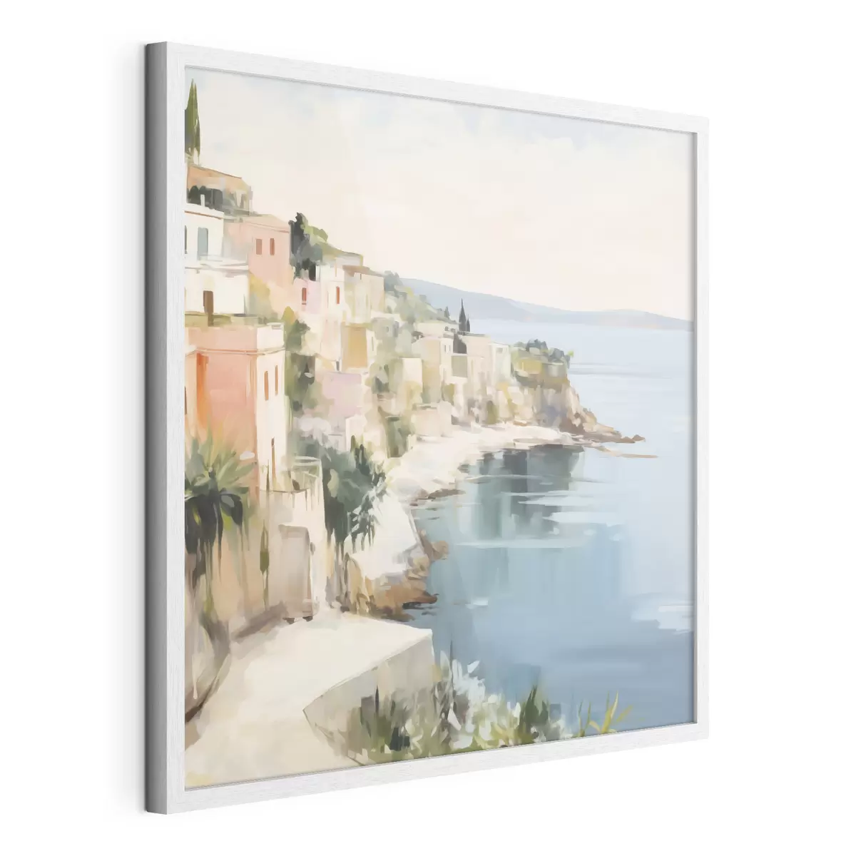 Poster Paesaggio di una città costiera: imitazione di un dipinto f48675