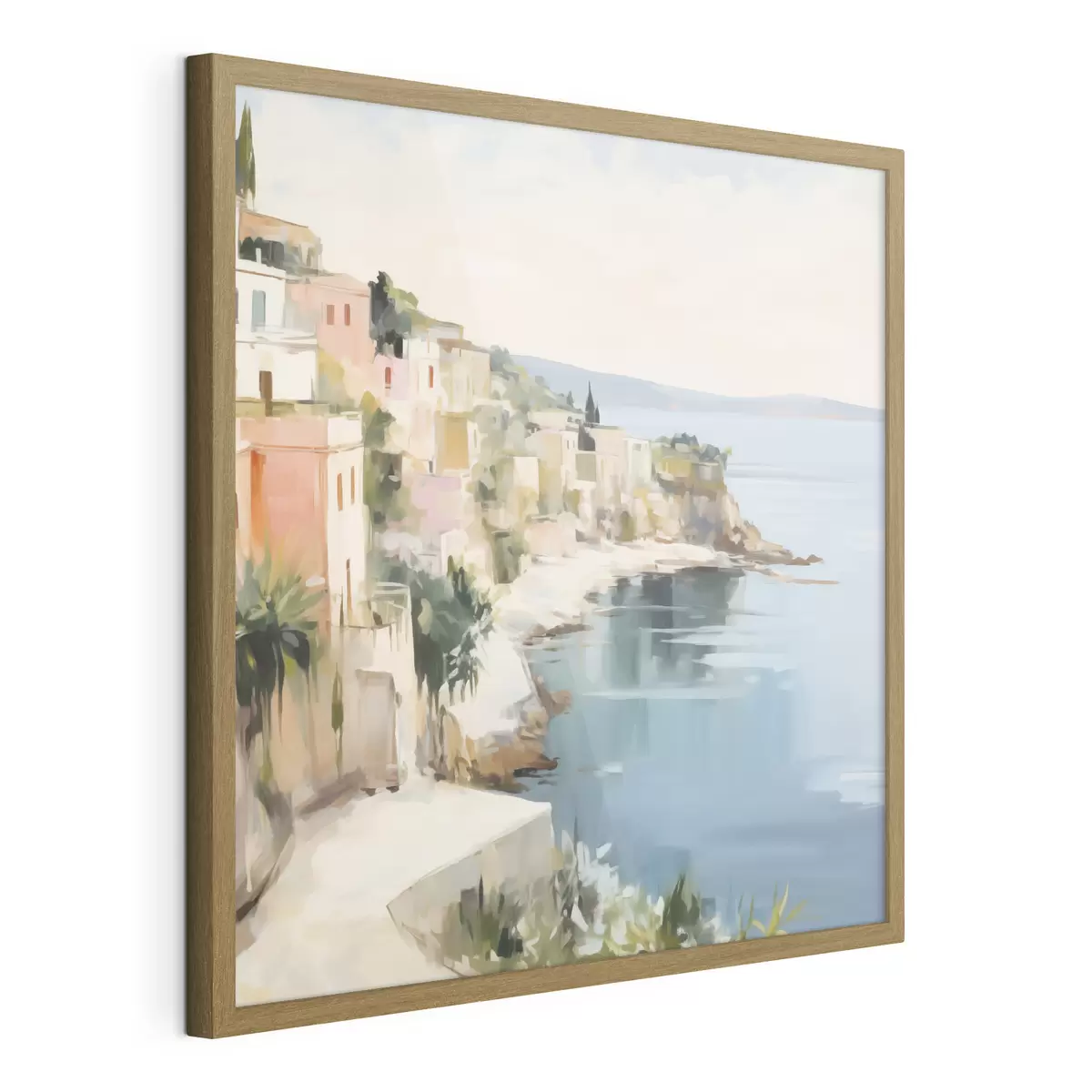 Poster Paesaggio di una città costiera: imitazione di un dipinto f48675