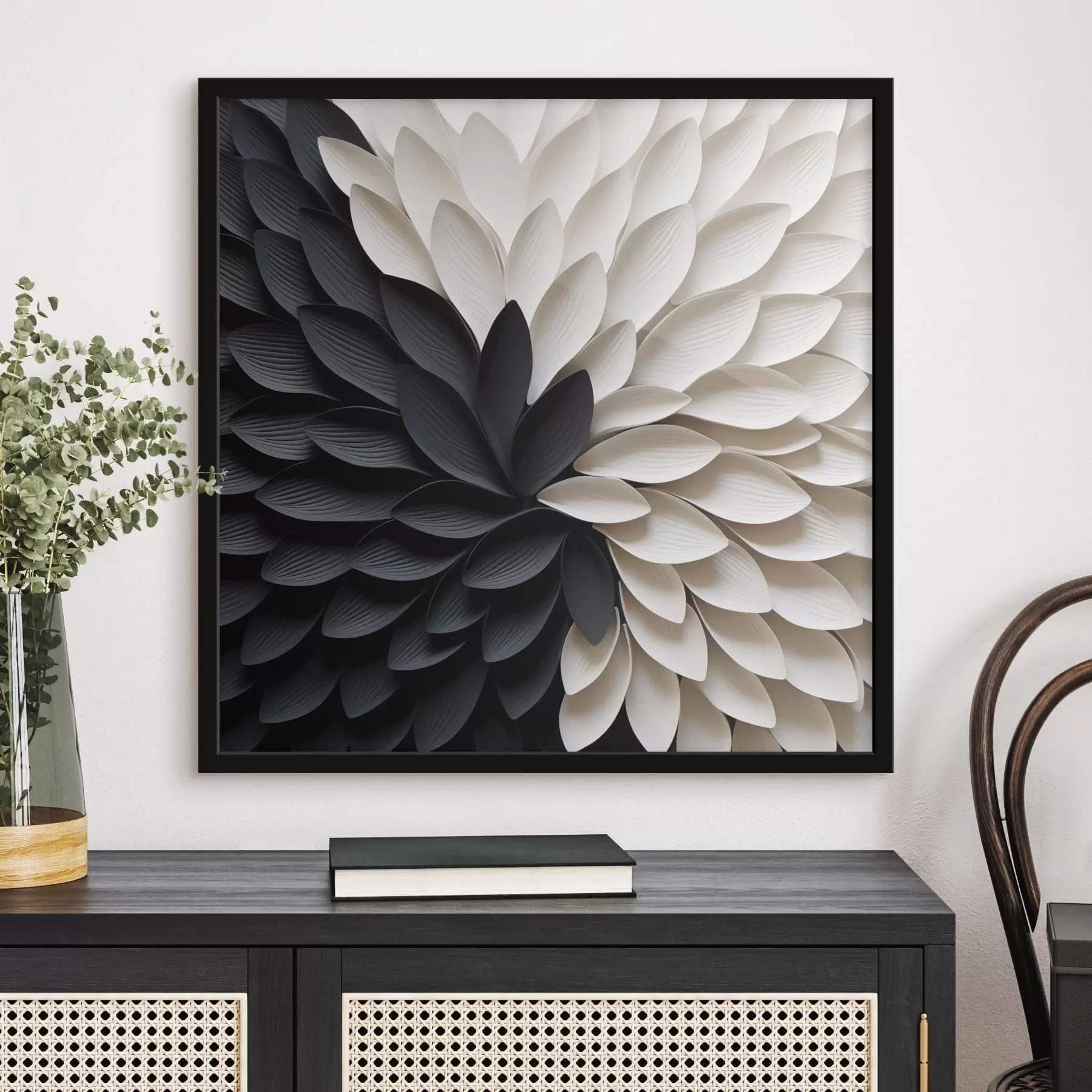 carta da parati Petali chiari e scuri a contrasto a forma di fiore nr. f48604