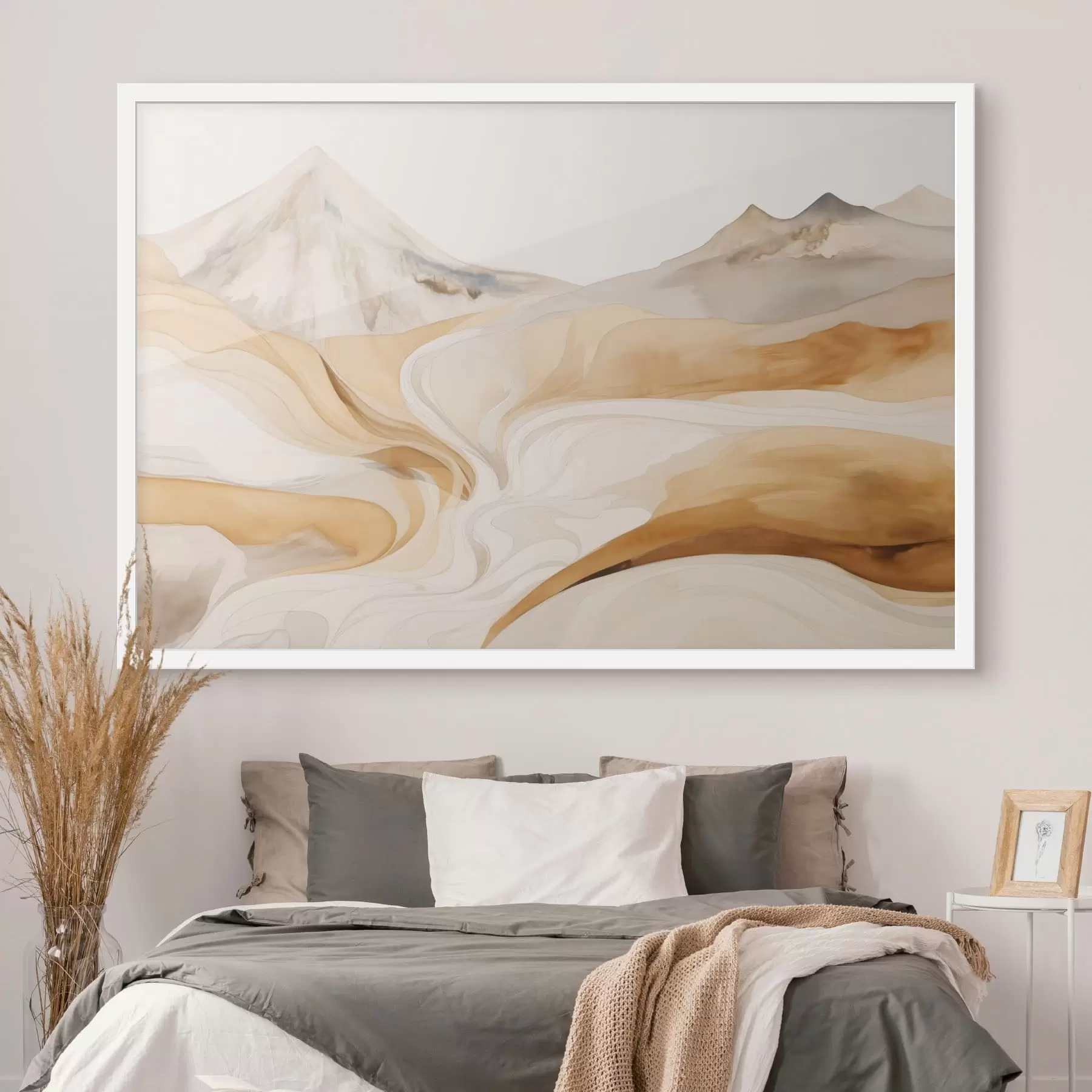 carta da parati Paesaggio stilizzato con montagne e linee sinuose nr. f48626